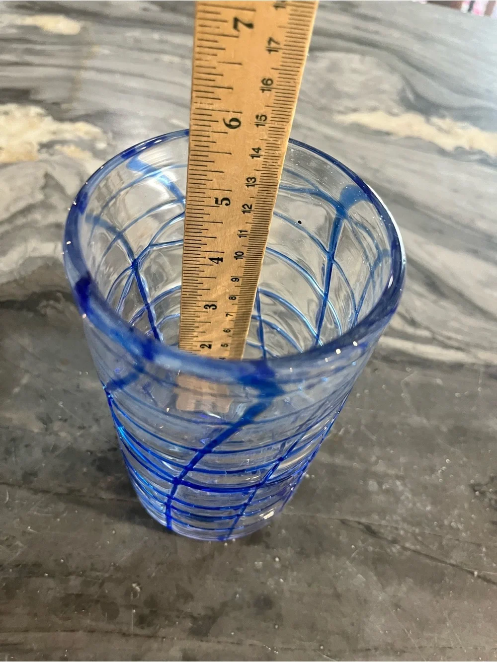 Vintage Hand Blown Mexican Art Glass Cylinder Vase 6
